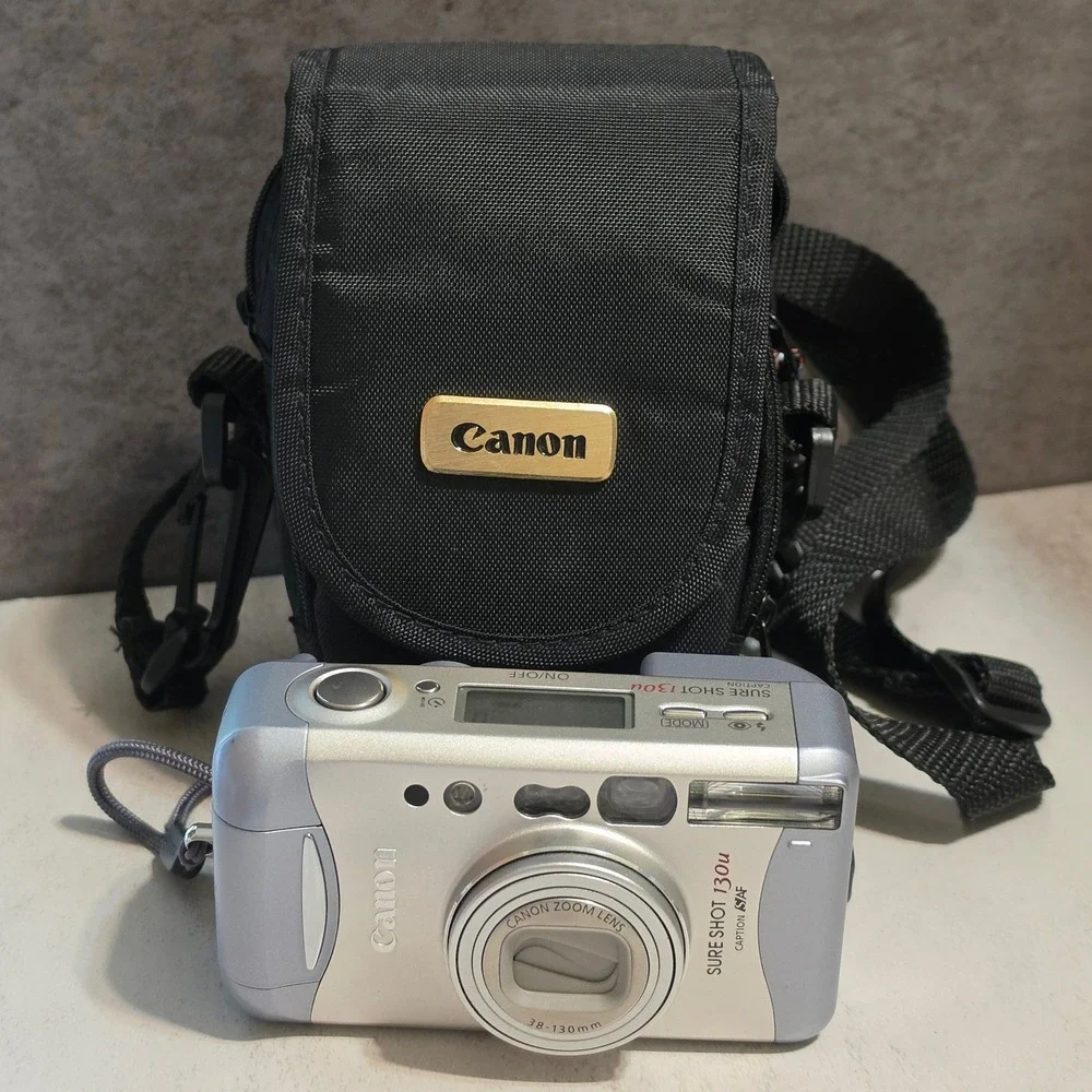 Canon Sure Shot 130u Caption AiAF 35mm Film Camera Silver with Case TESTED